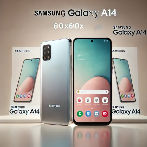 "Samsung Galaxy A14 Smartphone con pantalla frontal y diseño posterior elegante."